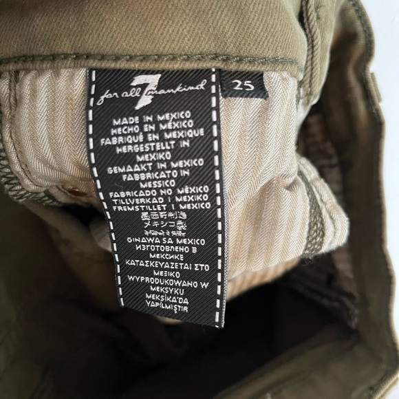 7 For All Mankind Gwenevere Women's Size 25 Olive Green Denim Ankle Skinny Jeans - Picture 6 of 7